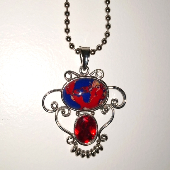 Red, White & Blue Stone Pendant - Picture 1 of 6